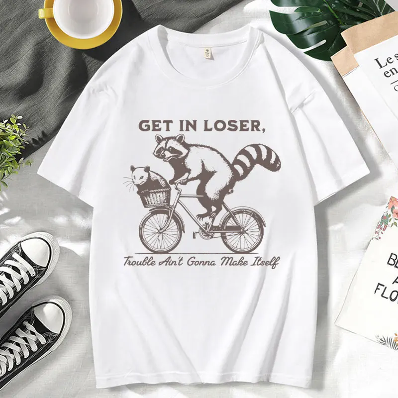 

Funny Raccoon & Opossum Meme Graphic T-shirt Men's Clothing Trendy Gift for Raccoon Lover T Shirt Retro High Quality Fashion Tee
