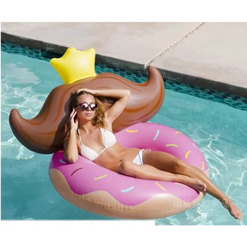 Adult Bearded Donut Pink Beard Swim Ring Bearded Backrest Swimming Ring