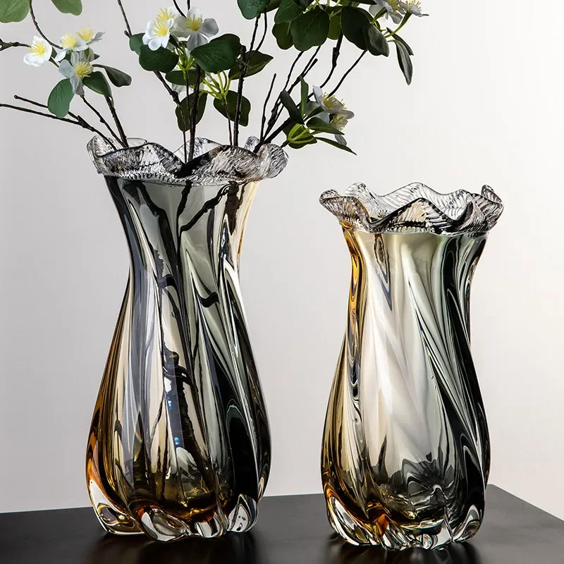 Glazed vase, flowers, rich bamboo, green plants, flower arrangers, living room entrance, light luxury ornaments, housewarming gi