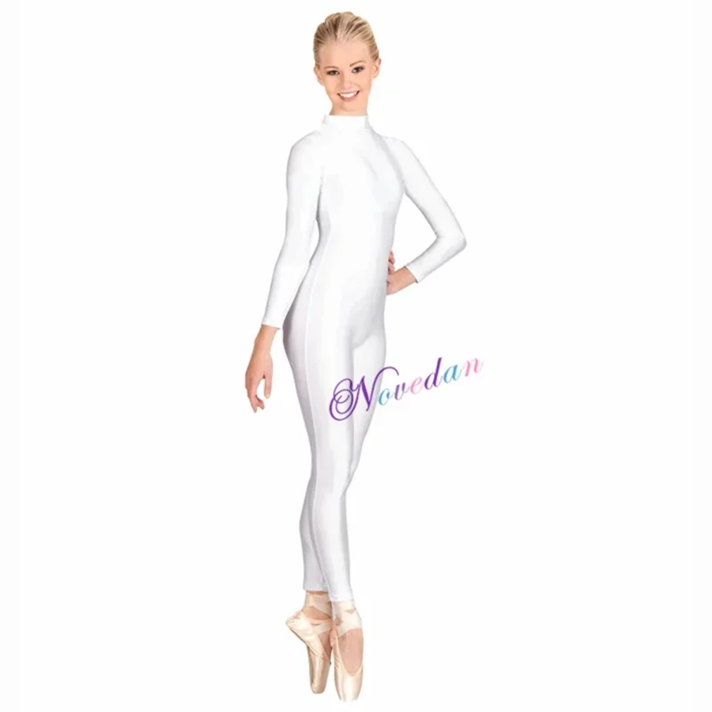 Uma mulher manga longa mock neck bodysuit footed unitard plus size elastano macacão para homens dança hollween zentai cosplay traje