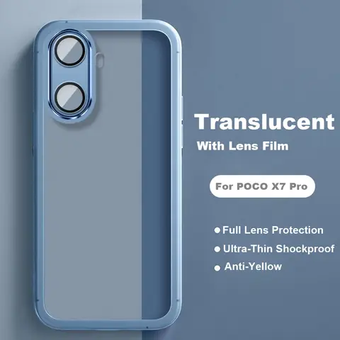 For Poco X7 Pro Case Translucent Crystal Silicone Coque Poco X6 M7 Pro PocoX7 X7Pro M7Pro X6Pro 5G Camera Protective Film Cover