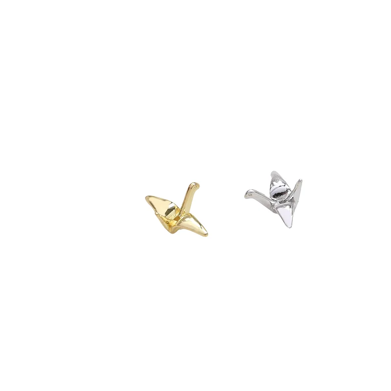 6pcs Copper Plated Gold Perforated Thousand Paper Crane Pendant DIY Handmade Jewelry Bracelet Ear Jewelry Beaded Materials