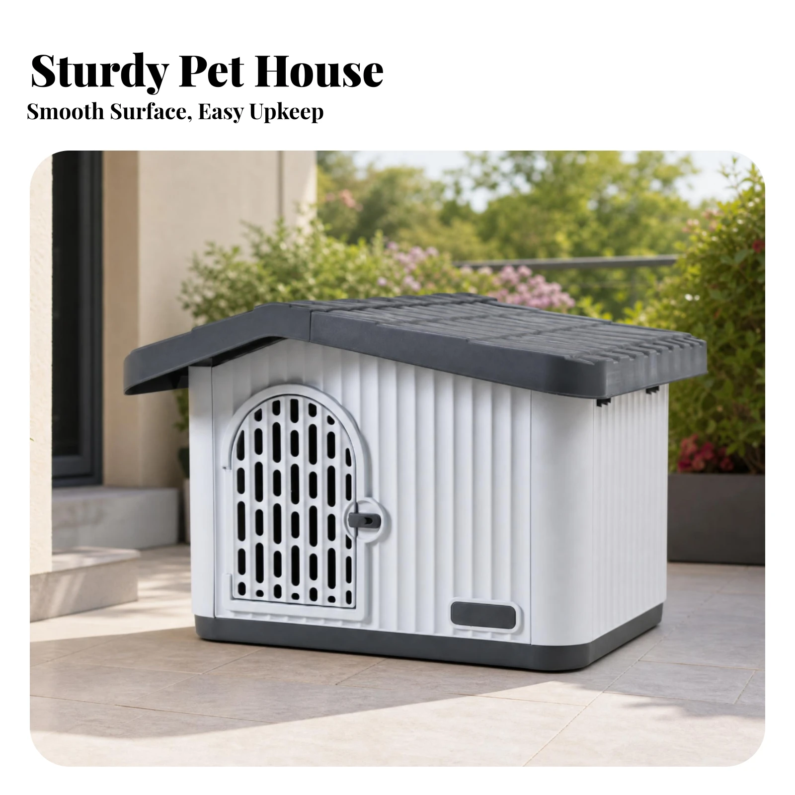 Plastic Cat House Sloped Roof Cat Shelter Enclosed Vented for Outdoor
