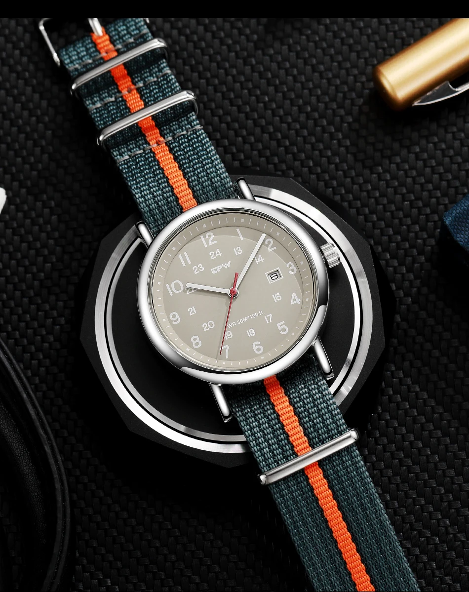 2026 TPW Felduhr Leicht ablesbares Stoffarmband 24-Stunden-Anzeige Quarzwerk Tagesfunktion – Detail 12