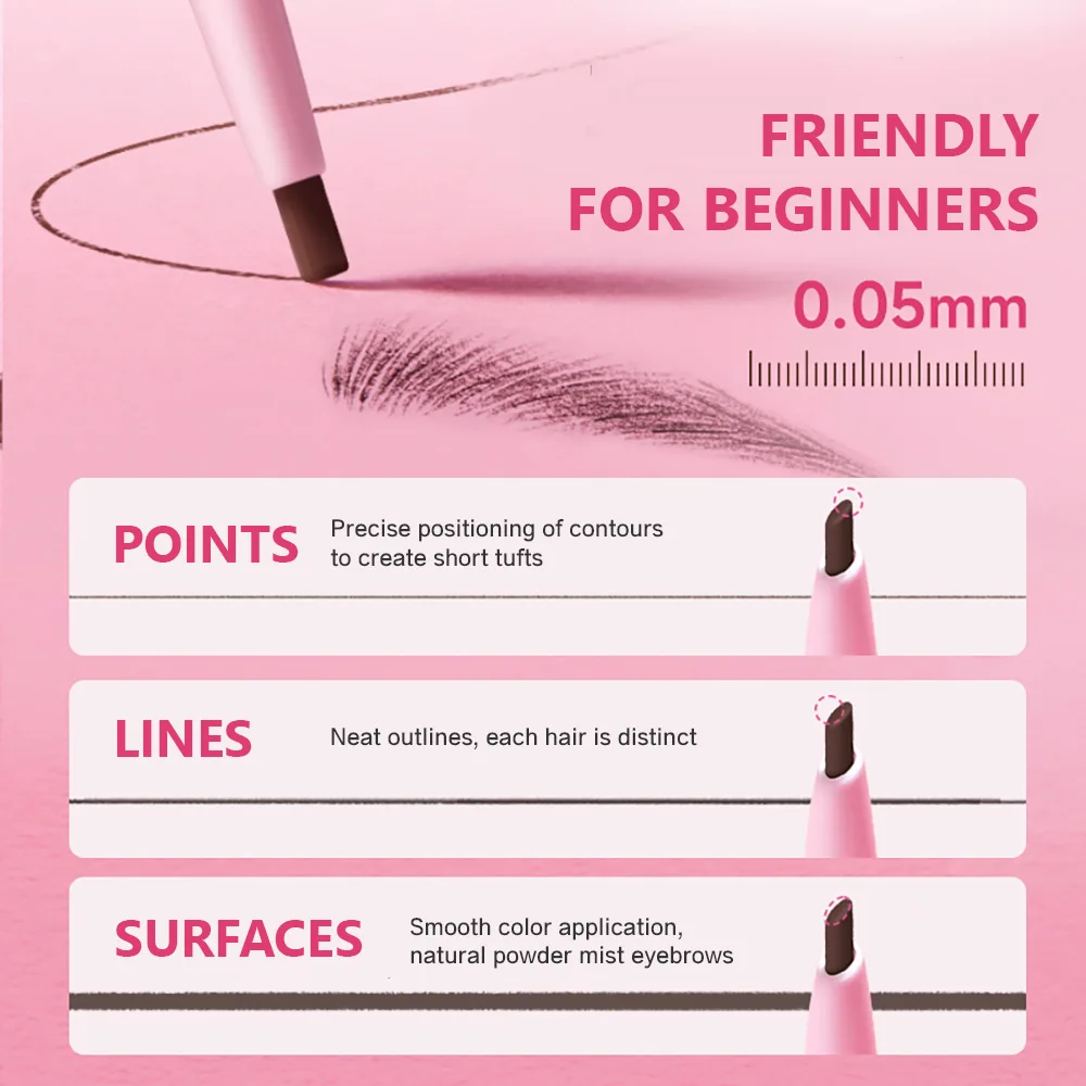 ROCK SWEET – crayon à sourcils 2 en 1, Double tête, 0.05mm, Ultra-fin, étanche, pour durer toute la journée, avec brosse précise
