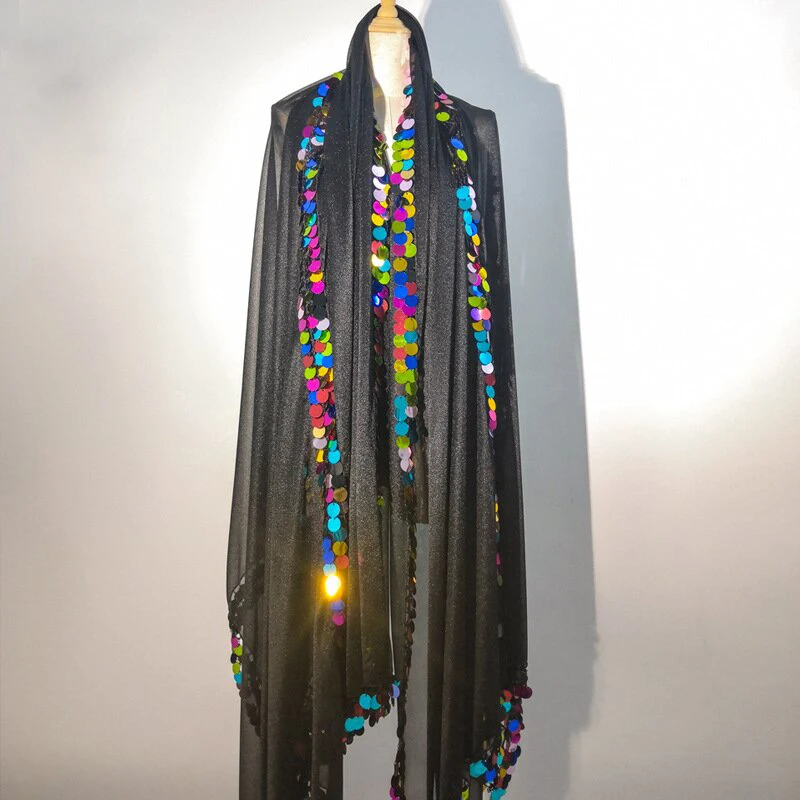 벨리댄스 말라야 스카프 핸드메이드 여성용 스팽글 장식 반짝이 무대 소품 공연 쇼 골드 베일 성인 여성용