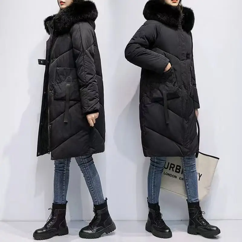 가을 겨울 코트 여성 두꺼운 따뜻한 오버 사이즈 후드 캐주얼 루즈 한국어 2025 새로운 가을 겨울 패션 코튼 파카 코트