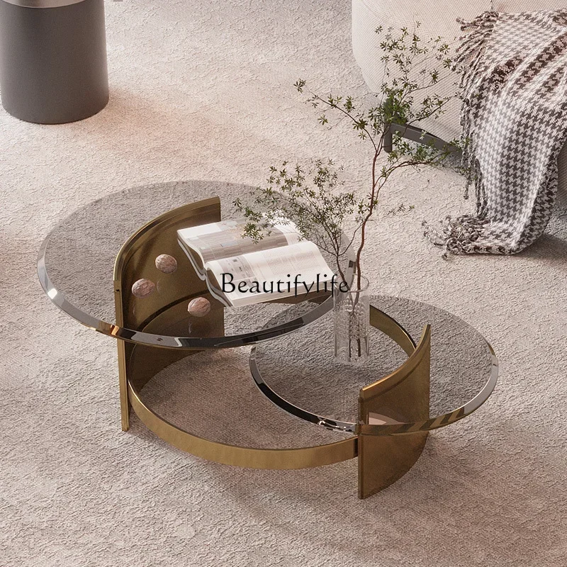 

LJYminimalist coffee table size round combination modern minimalist style living room side table
