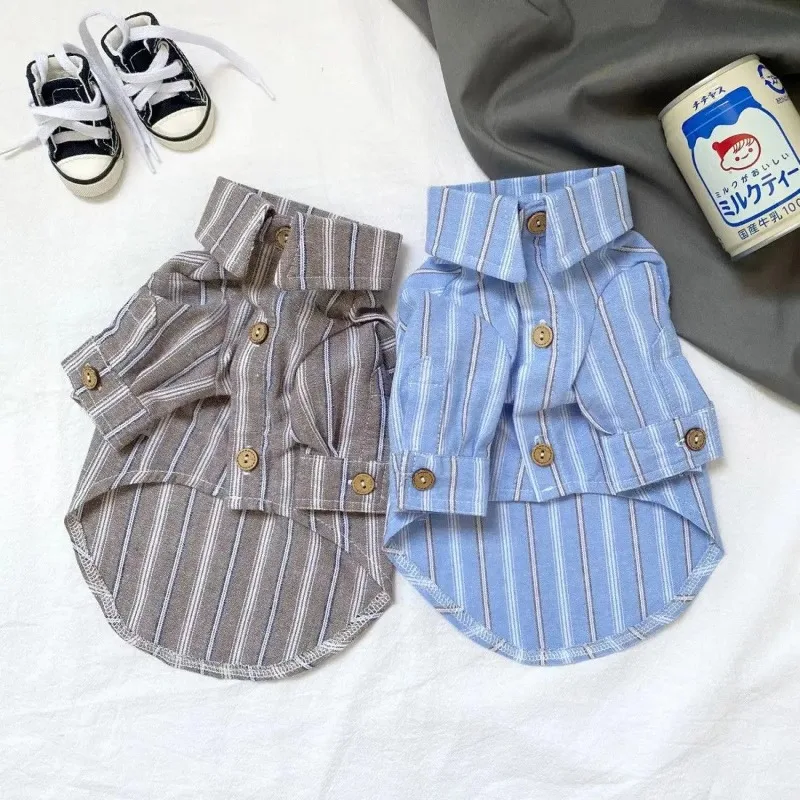 

Fashion Pet Blue Striped Autumn Teddy Striped Shirt Teddy Shirt Pet Cat Clothes Puppy Clothes Winter Pet Clothes for Small Dogs