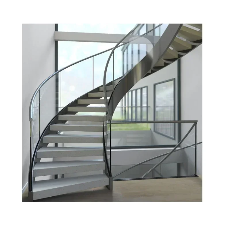 Modern Indoor Hand-forged Metal Spiral Stairs Luxury Villa Curved Staircase and Space Saving Stairs