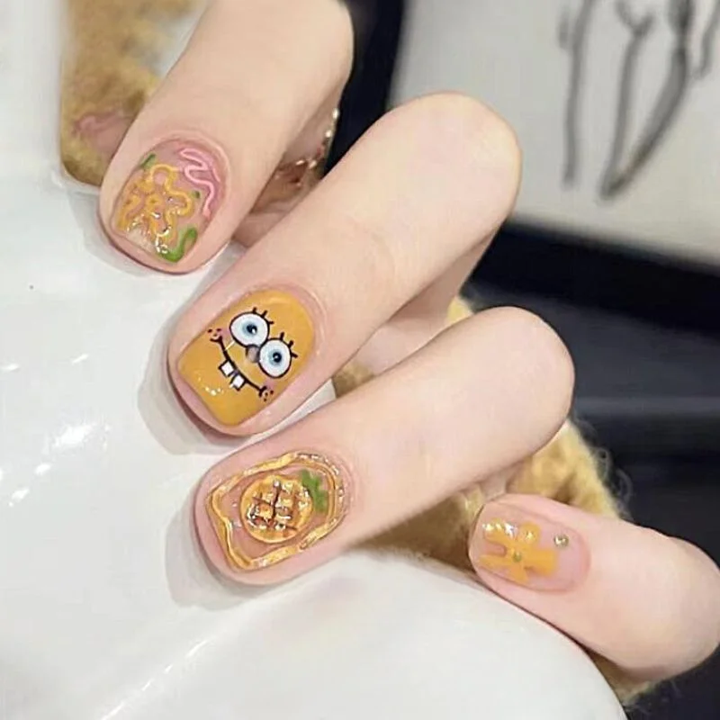 Cartoon Cute SpongeBob SquarePants Patrick Star Nail Stickers Water Cup Mobile Phone Case Decoration Stickers Wholesale