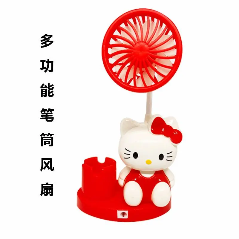 

Hello Kitty Pendant Kawaii Sanrio Anime Multi Functional Pen Holder Fan Cute Cartoon Children USB Fan Decoration Gifts Toys