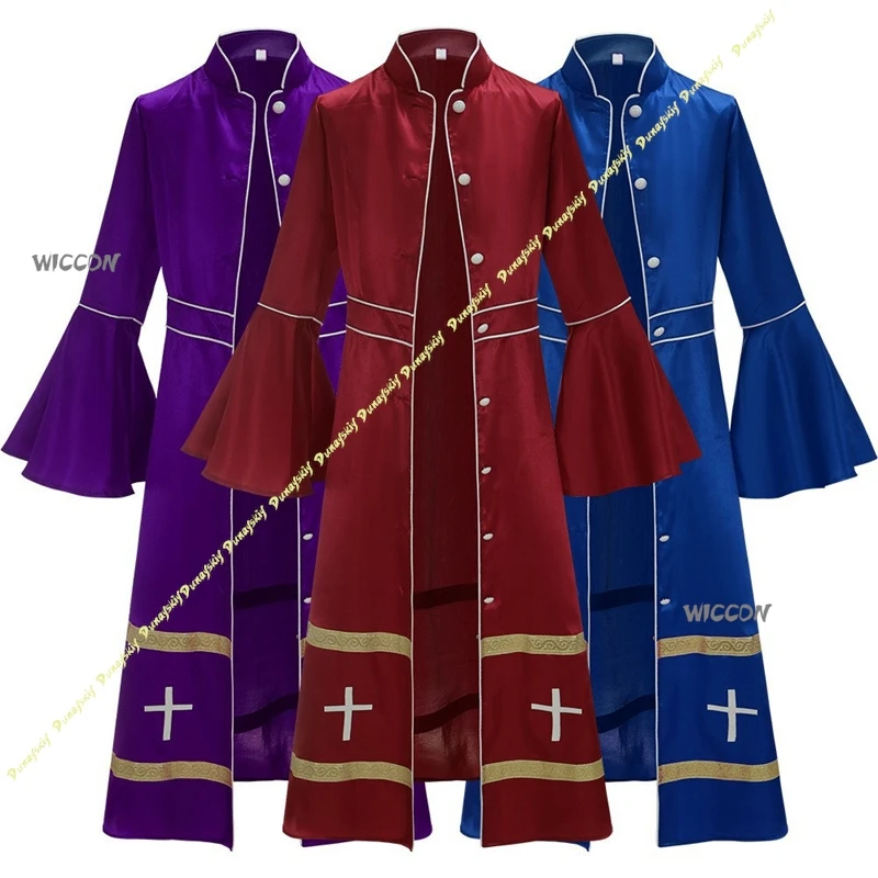 

Vintage Roman Medieval Priest Robe Religious Pastor Gown Halloween Stage Performance Role Play Cosplay Costume for Adults