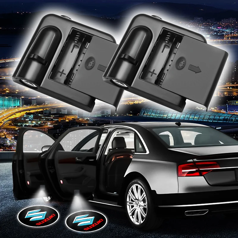 

2Pcs Led Car Door Welcome Lamp Wireless Laser Projector Logo Night Light For Suzuki Tianyu SX4 Shangyue Ruiqi Alto Swift Baleno