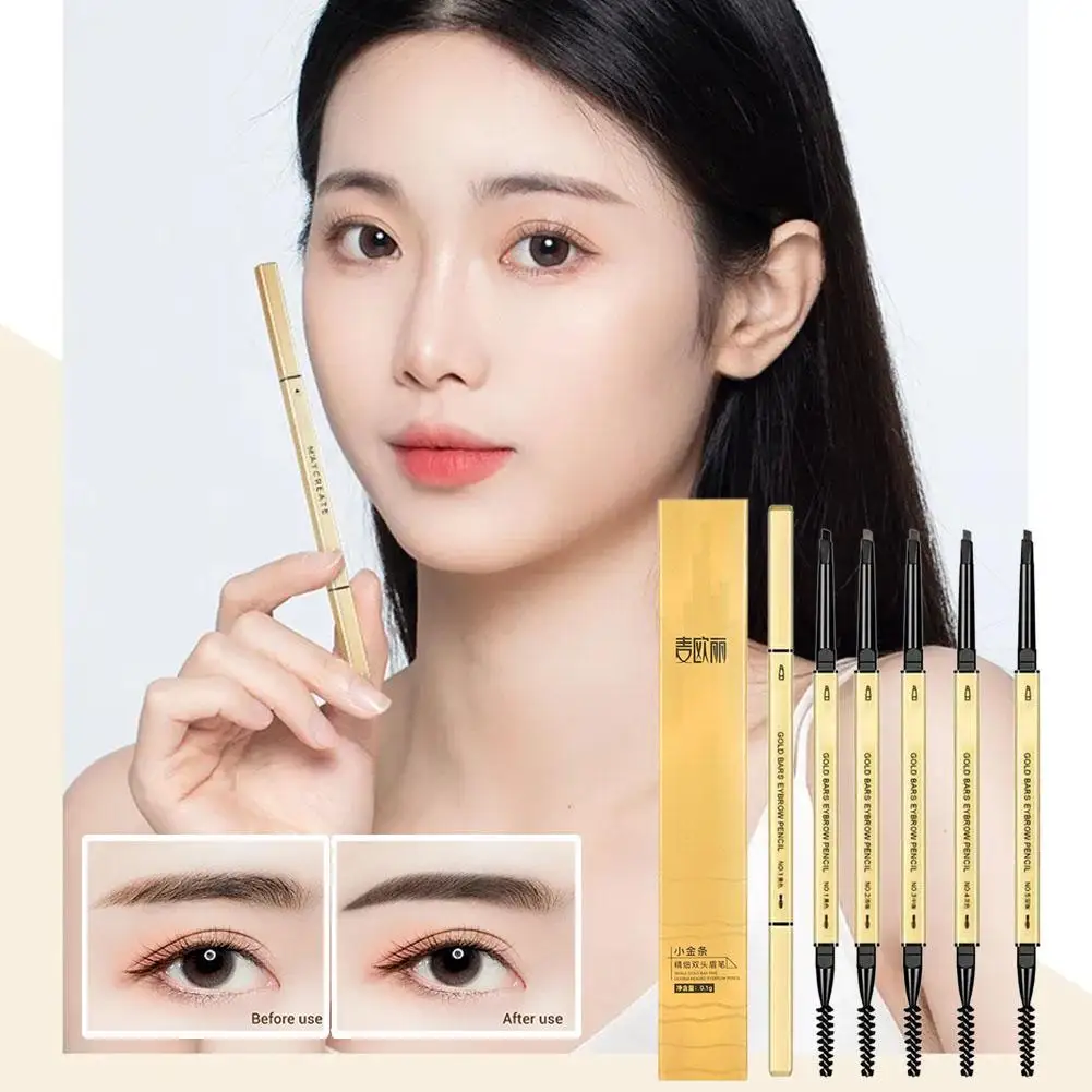 Waterproof Eyebrow Pencil 5 Colors Small Gold Bar Eyebrow Pen for Women Beauty Cosmetic Eyebrow Pencil Cosmetics Tool