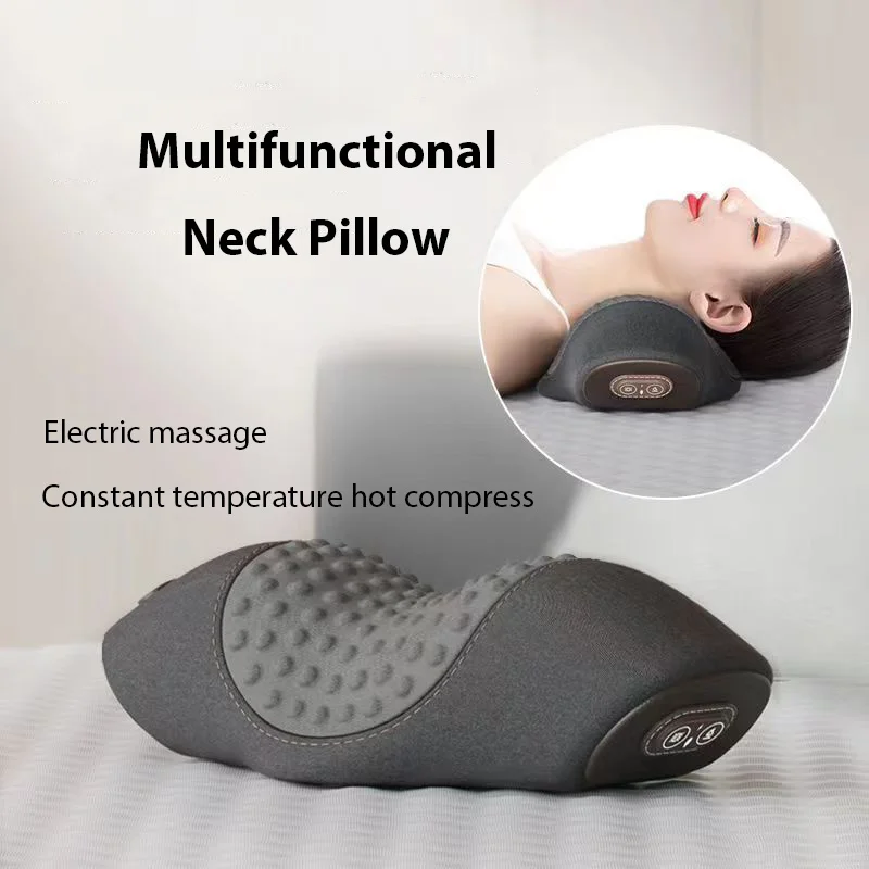 

Electric Massager Cervical Vertebra Ergonomic Pillows For Sleeping Hot Compress Vibration Pillow Protection Pillow For Cervical