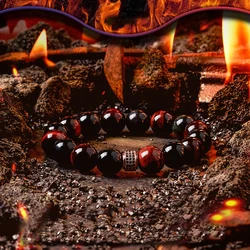 Hell Fire Series 5A Natural Red Yellow Tiger Eye Stone Bead Bracelet Male Female Obisidain Yoga Meditation Reiki Healing Jewelry
