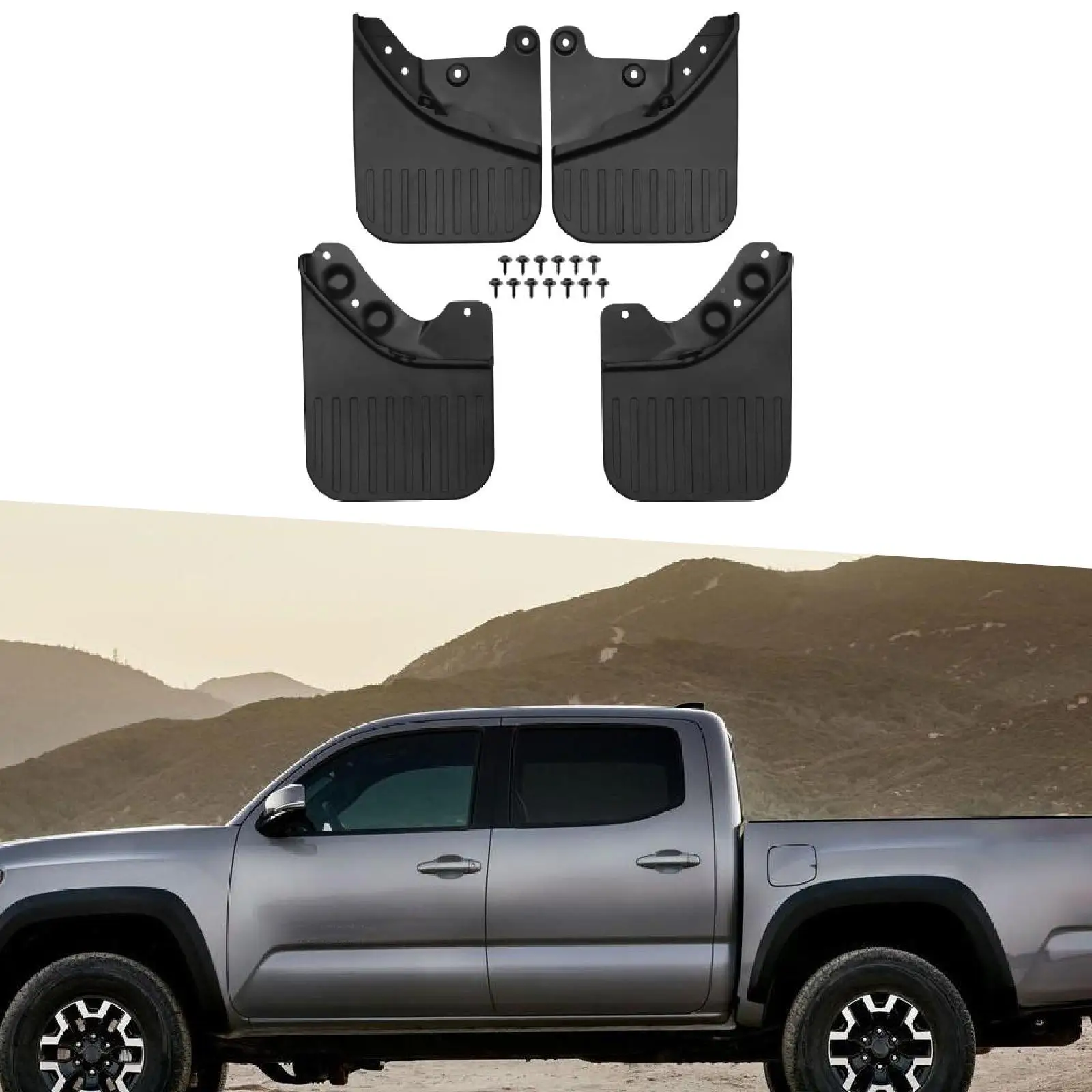

4x Mud Flaps Protector Replace Car Exterior Car Tire Splash Guards for Toyota for tacoma Auto Accessory Easy to Install Utility