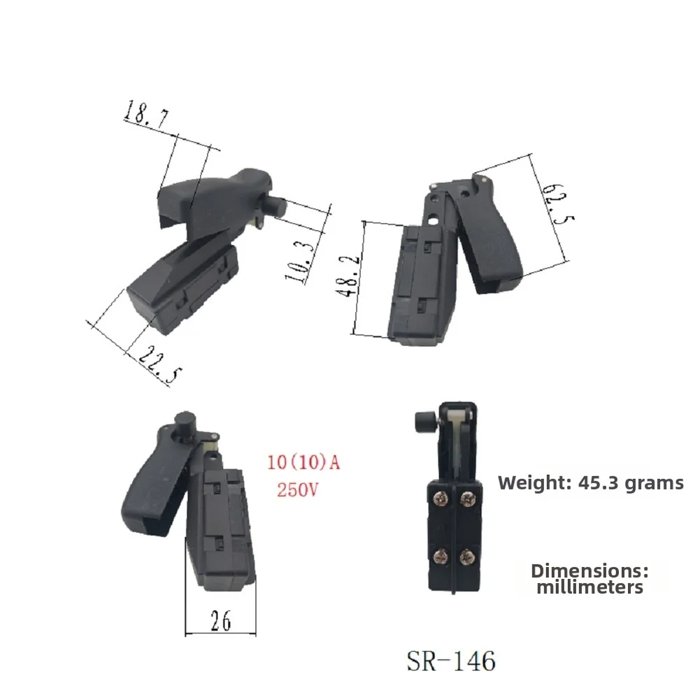 for miter Saw Switch Replacement for DW872 Same Size Plastic Trigger Switch 10 (10) A 250V Factory Matching Dimensions
