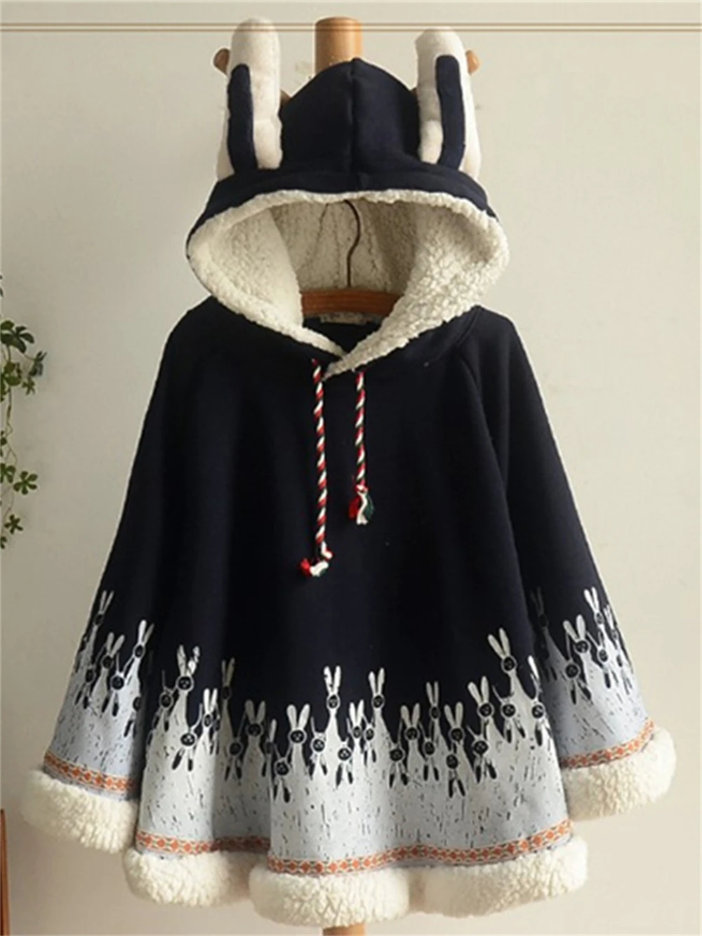 Japanese Poncho Cloak Jackets Mori Girl Autumn Winter Hooded Kawaii Cape Coat 2021 Padded Cute Pullover Capes Femme Shawl Jacket