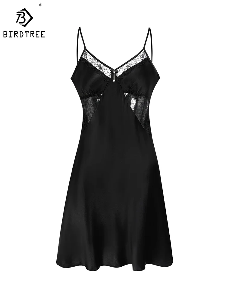 

Женская ночная рубашка из 100% натурального шелка, 16 мм, с открытой спиной, домашняя пижама одежды, ночная рубашка на бретельках, новинка весны 2024, P3D9110QM