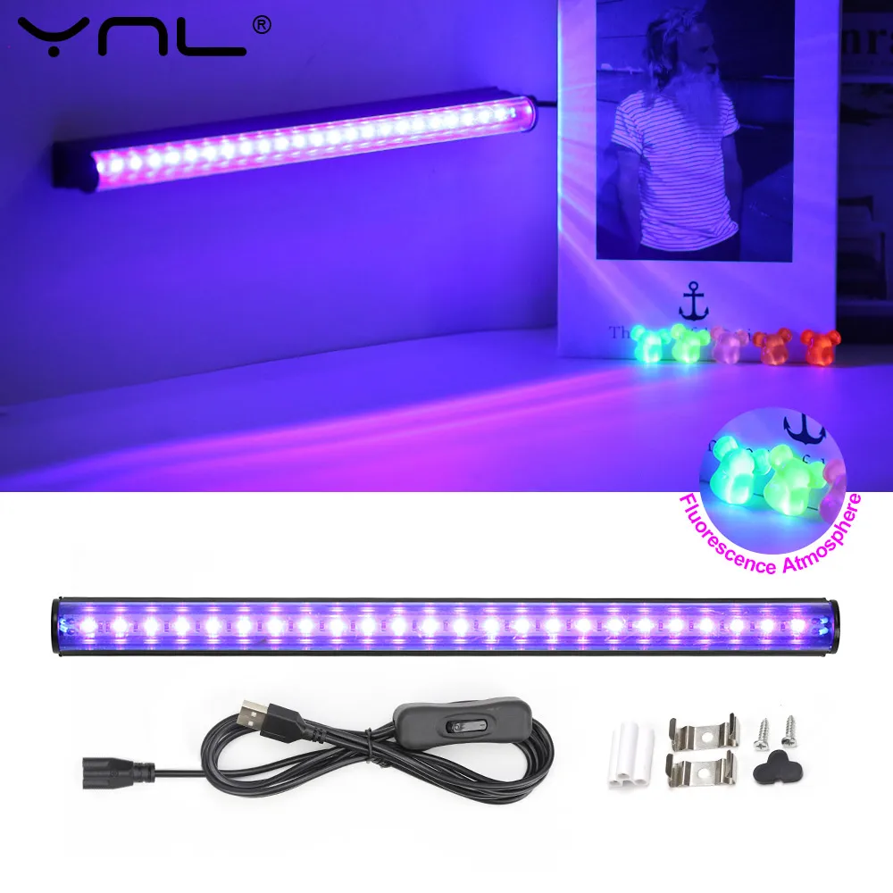 USB 5V UV Black Light T5 Tube 6W Ultraviolet Lamp Bulb 395nm Fluorescent Party Disco Ultravilet Lamp T5 Tube UV Strip Lights