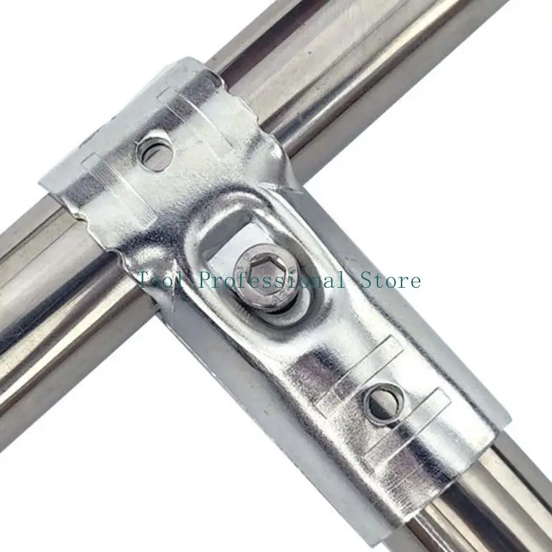 57QF High Strength Carbon Steel Round Pipe Joint Bracket T Pipe Connectors Tees Clamps For 20Mm Tube Easy to Install