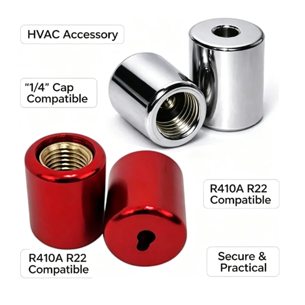 AC Port for protector 2.3*1.8CM Refrigerant Locking Cap CNC Machined Solid Brass Anti-Tamper Design For R410A Systems