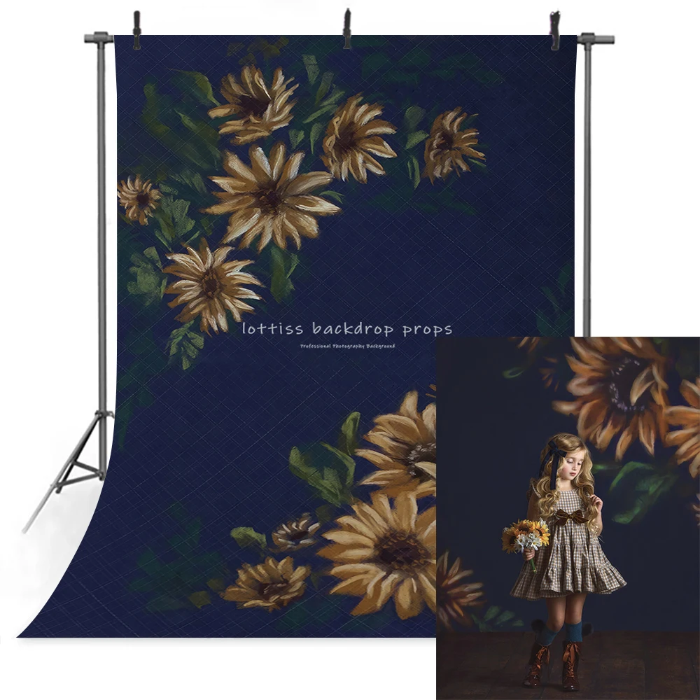 Sunflowers Backdrops Maternity Portrait Artistic Photography Studio Props Baby Newborn Photography Oil Painted Floral Background