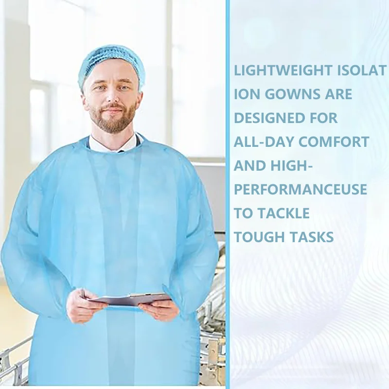 العباءات الجراحية PPE للاستعمال مرة واحدة: رقيقة ومتينة ومثيرة للتهوية للأغذية والإنتاج وتنظيف الصرف الصحي