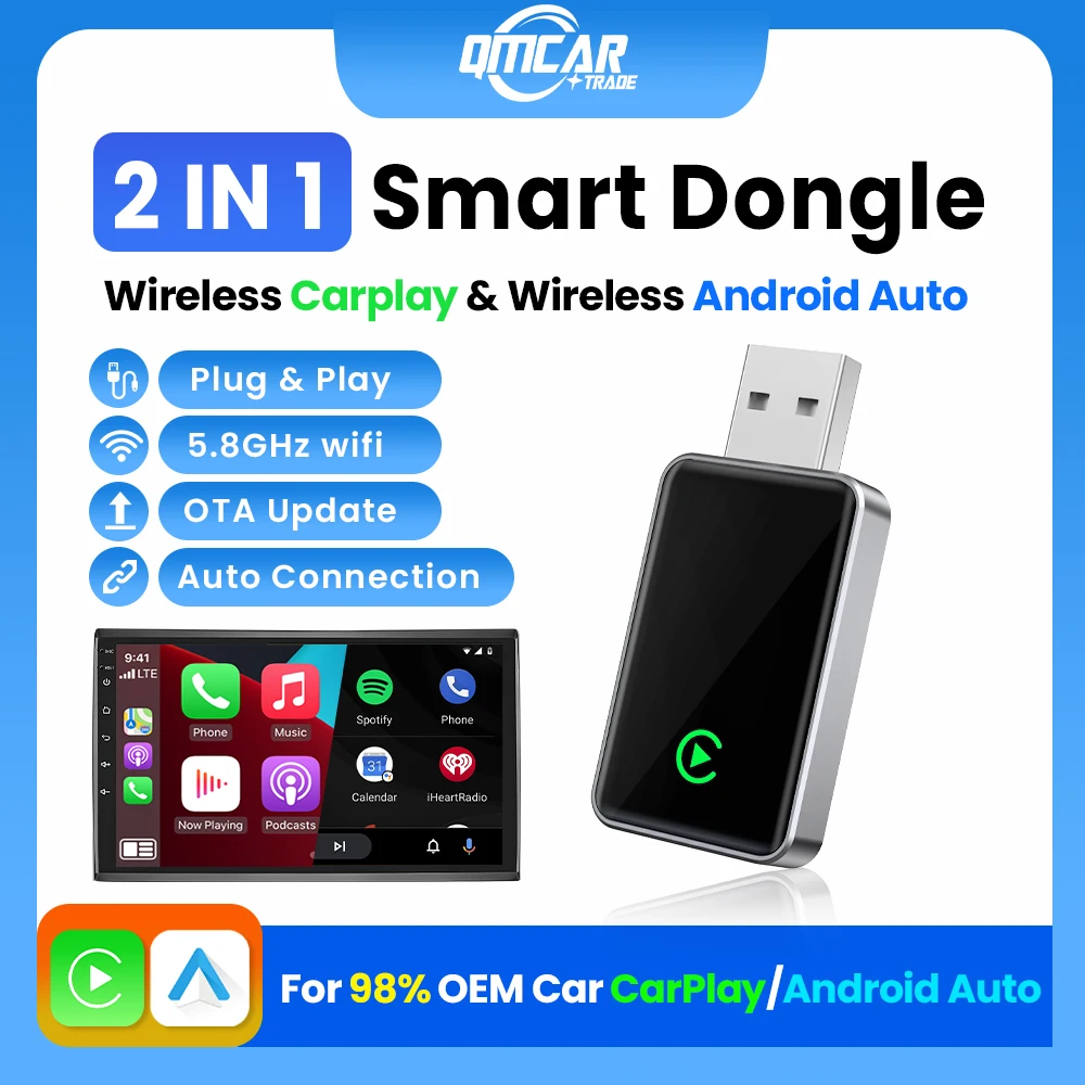 CarPlay Nirkabel Android Adaptor Nirkabel Otomatis Kotak Mini Pintar Plug And Play WiFi Koneksi Cepat Universal untuk Nissan MG Toyota VW
