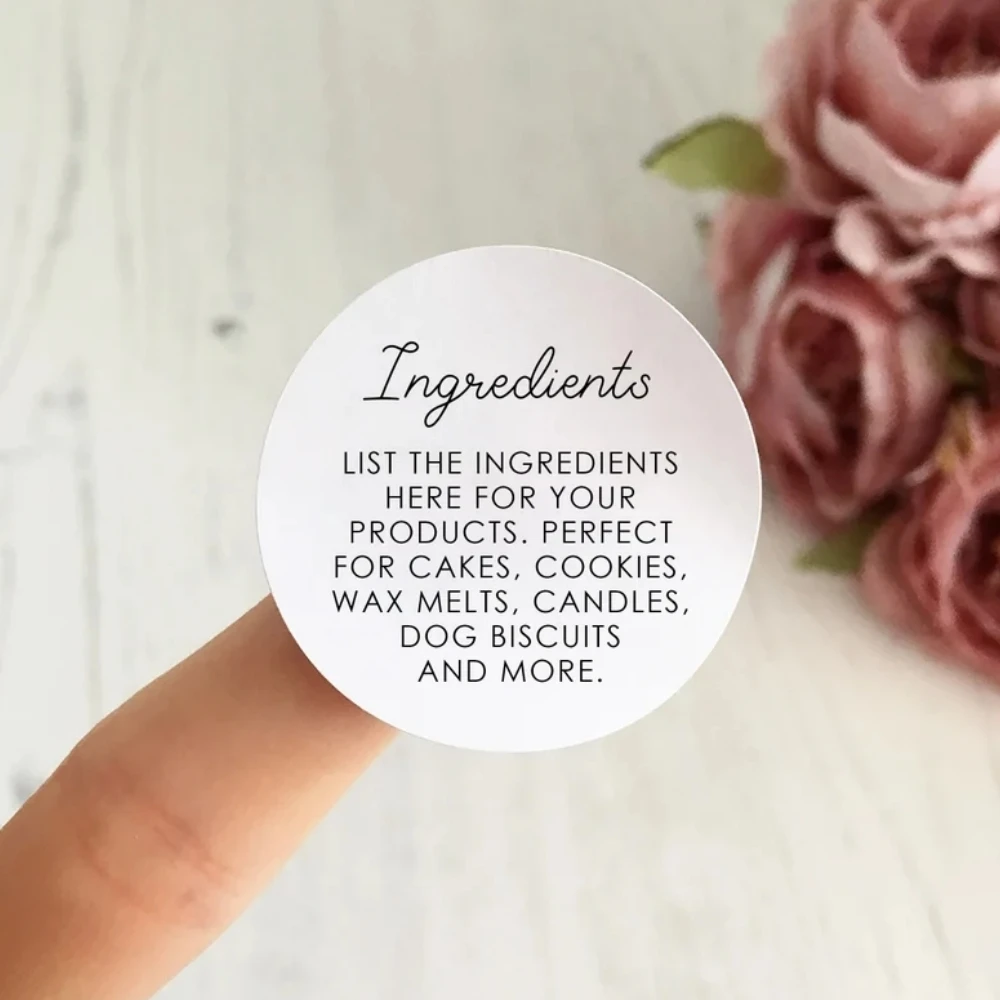 Ingredients Stickers, Allergy Information Labels // Custom Text Stickers, Cosmetics Ingredients, Baked Goods and Food Labels,