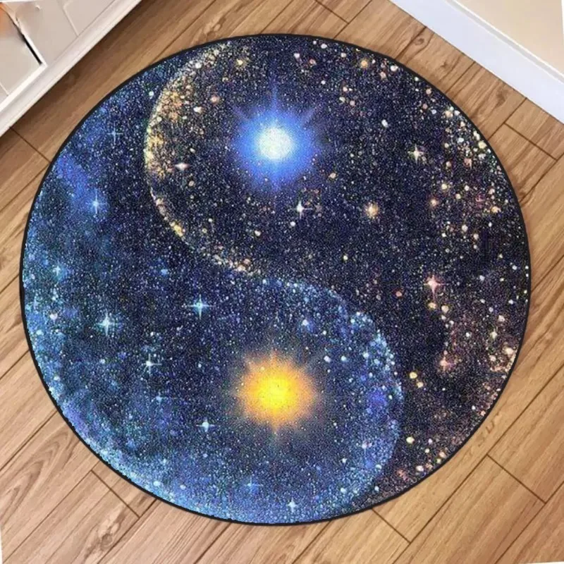 Round Rug – Tai Chi Inspired Circular Floor Mat for Living Room Bedroom, Easy-Clean Classic Home Decor