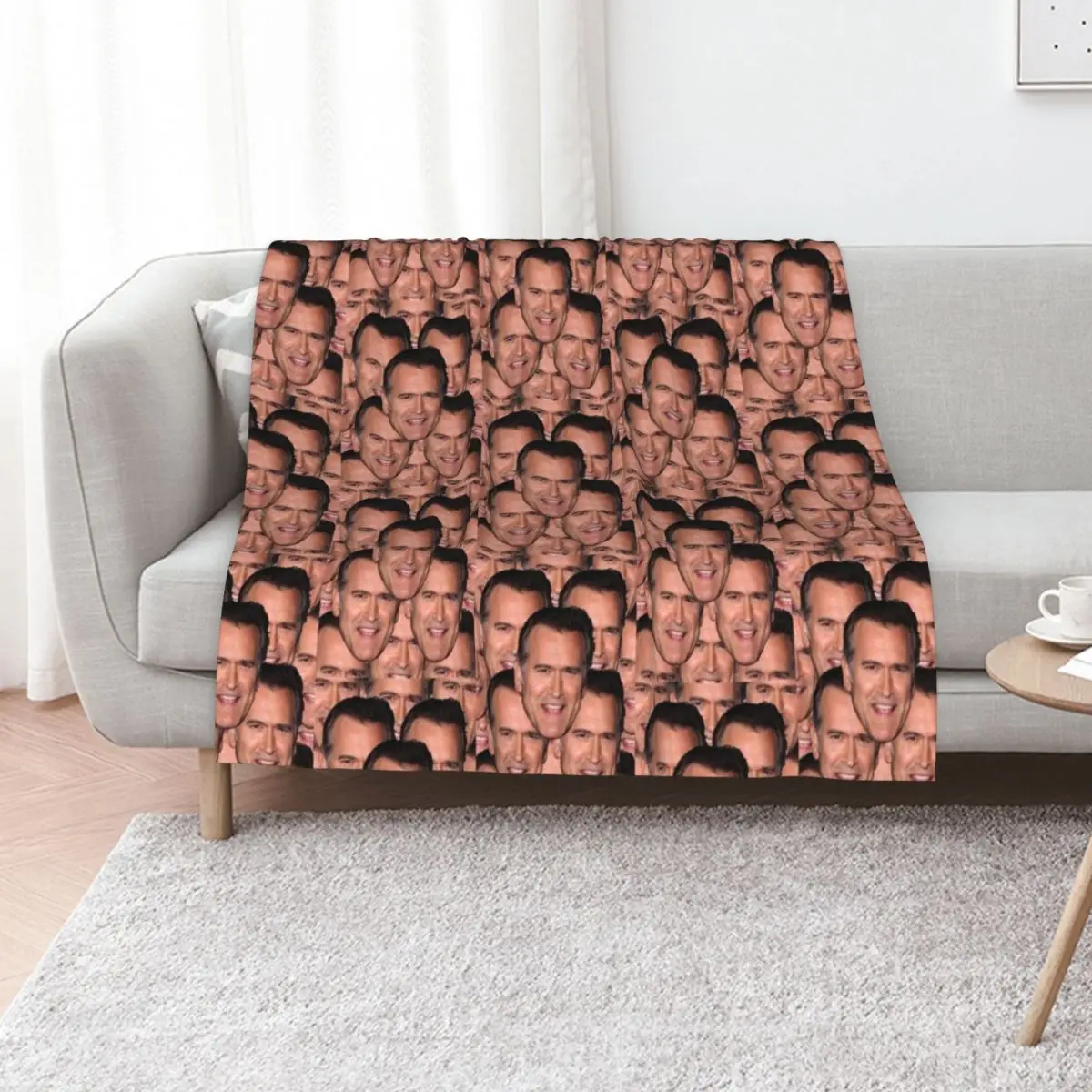 Bruce Campbell Evil Dead Head Shot Throw Blanket Flannel Fabric Nap Hairy Summer Beddings Bed linens Blankets