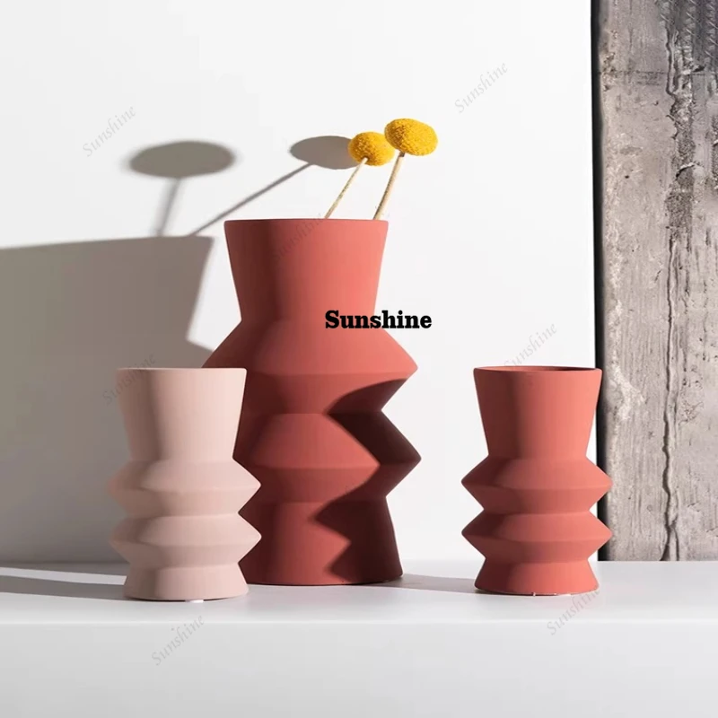 Multi-color ceramic vase ornament simple Nordic modern home model room hotel flower ware
