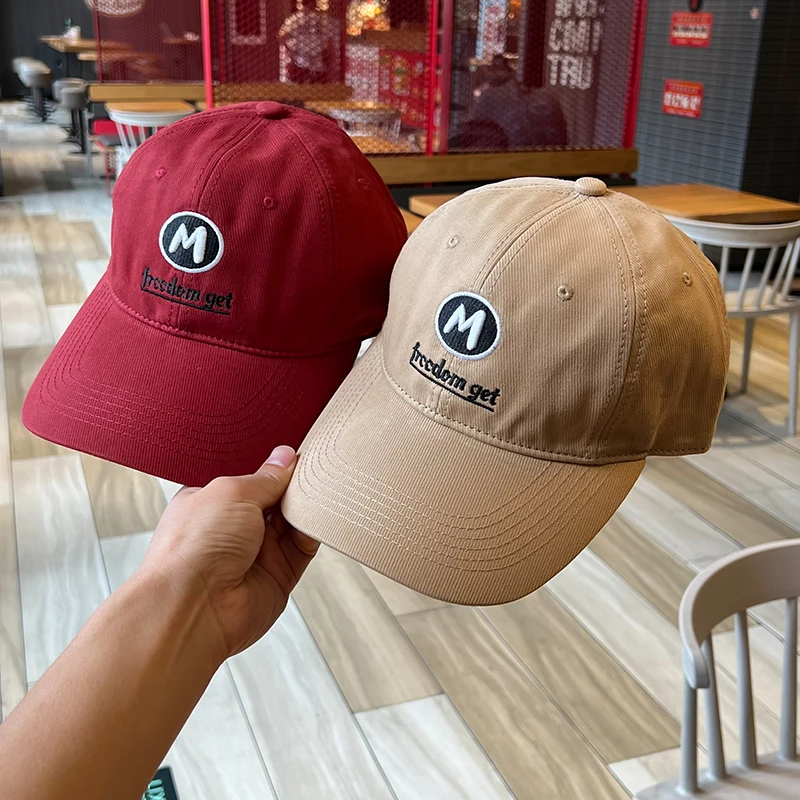 

Letter round Embroidery Soft Top Baseball Cap Four Seasons Men and Women All-Matching Big Head Circumference Sunshade Peaked Cap