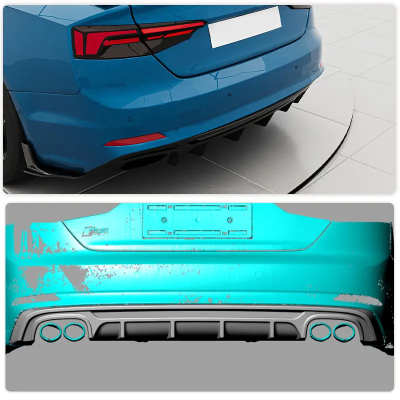 Car Rear Bumper Diffuser Lip Spoiler Carbon Fiber for Audi A5 Sline S5 4-Door 2017-2019 Racing Rear Diffuser Apron Lip Body Kit