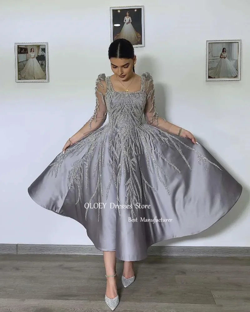 OLOEY Elegante Lichtblauwe Avondjurken Met Sjaal Zijde Tule Spaghettibandjes Arabisch Aangepaste Prom Jassen Bruiloft Jurk