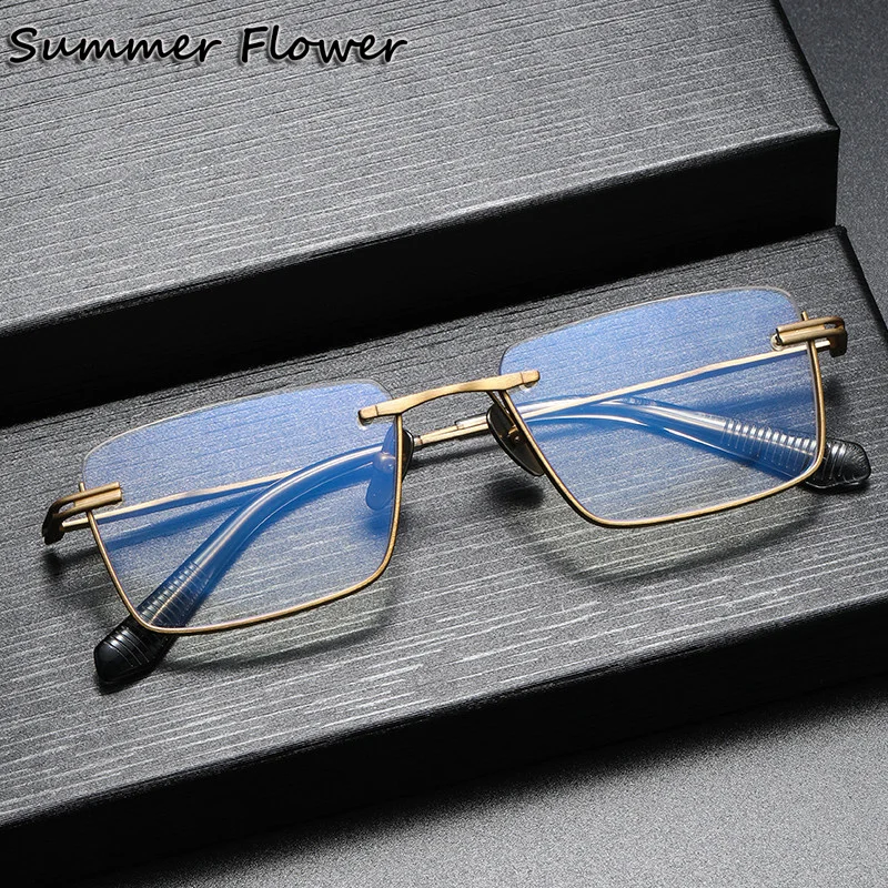 

Men Semi Rim Glasses Pure Titanium Prescription Transparent Lenses Half Frame Optical Eyeglasses for Gentlemen