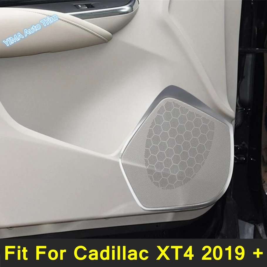 

Stainless Steel Car Door Stereo Speaker Audio Sound Loudspeaker Tweeter Cover Trim Accessories Kit For Cadillac XT4 2019 - 2023s