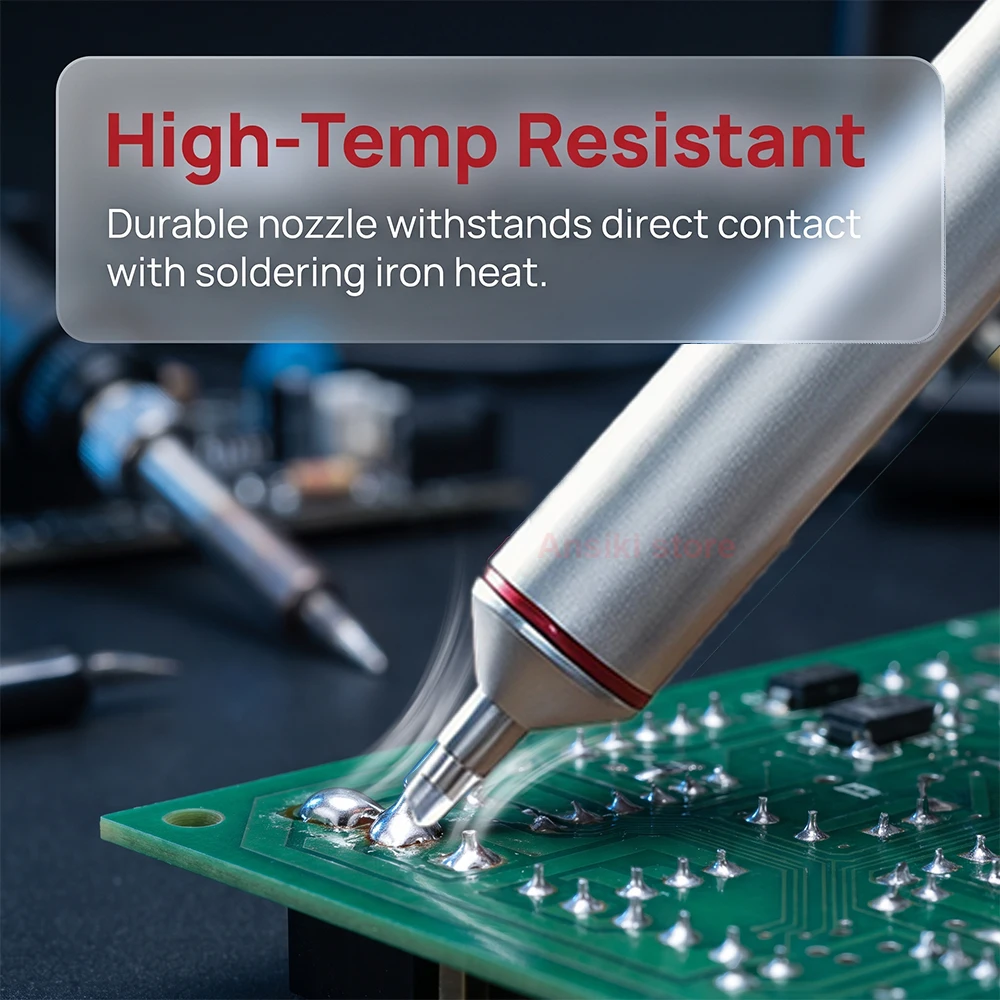 ANSIKI MJF-D9 Portable Aluminum Alloy Desoldering Pump Strong Suction Solder Sucker for Electronics PCB Soldering Repair image 3