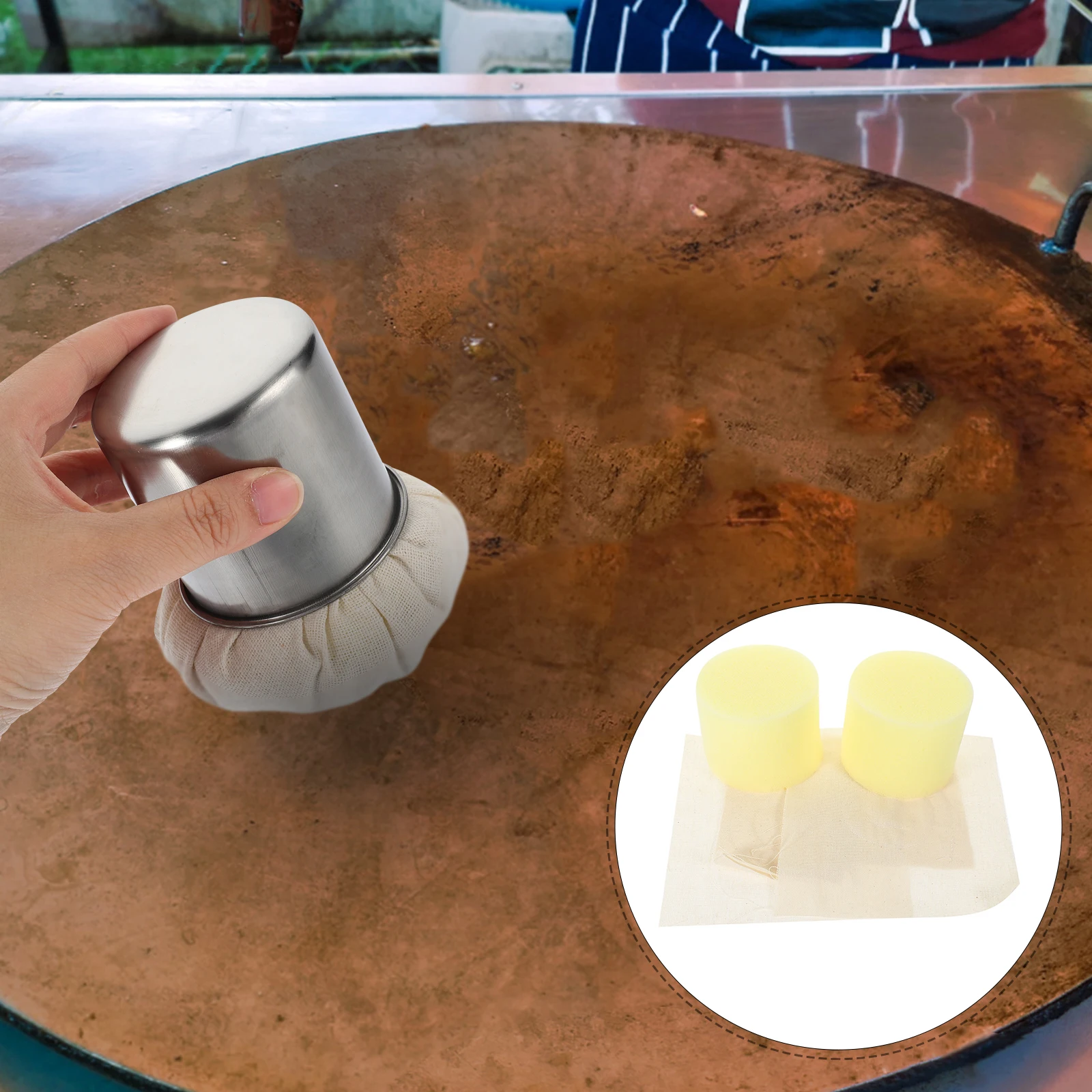 

2pcs Pancake Oil Brush Grease Basting Tool Reusable Replace Fabric Thick Absorbent Oil Mop Household Cooking BBQ Wiper Kitchen