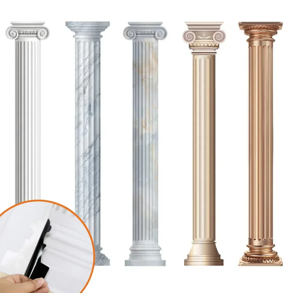 Decoration Stickers 3D Roman Column Self-Adhesive Wallspaper Home TV Sofa Background Wall Bedroom Bar Bookshop Office Decor