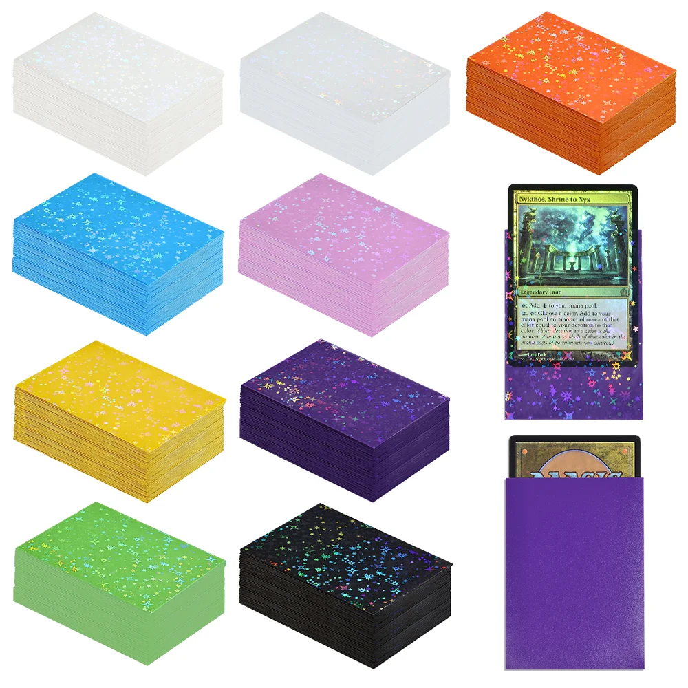 

60PCS Star Laser Holographic Game Cards Sleeves Standard Size Trading Cards Protector TCG/MTG Shield Magical Card Cover 66x91mm
