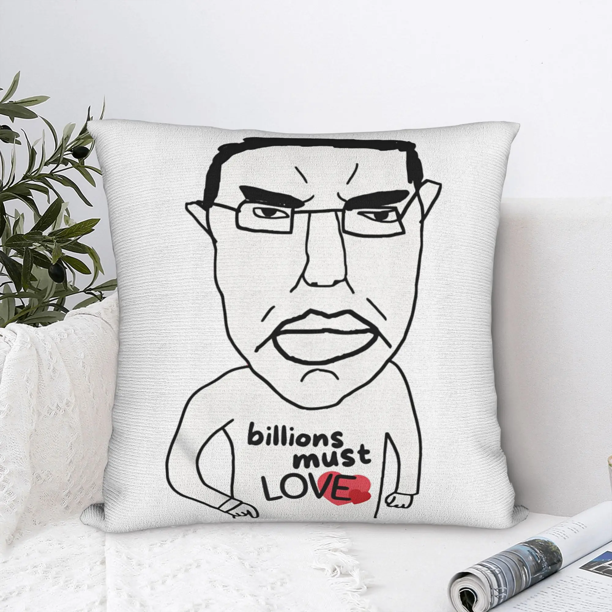 Billions Must Love Square Pillow Covers Polyester Couch Funny Chudjak Meme Cushion Case Funny Decorative Throw Pillow Case 45*45