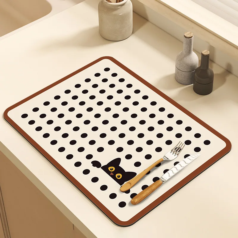 Nordic Home Decor Pvc Dish Drying Mat Cute Super Absorbent Dish Drying Pad Coffee Mat Kitchen Mats Placemat