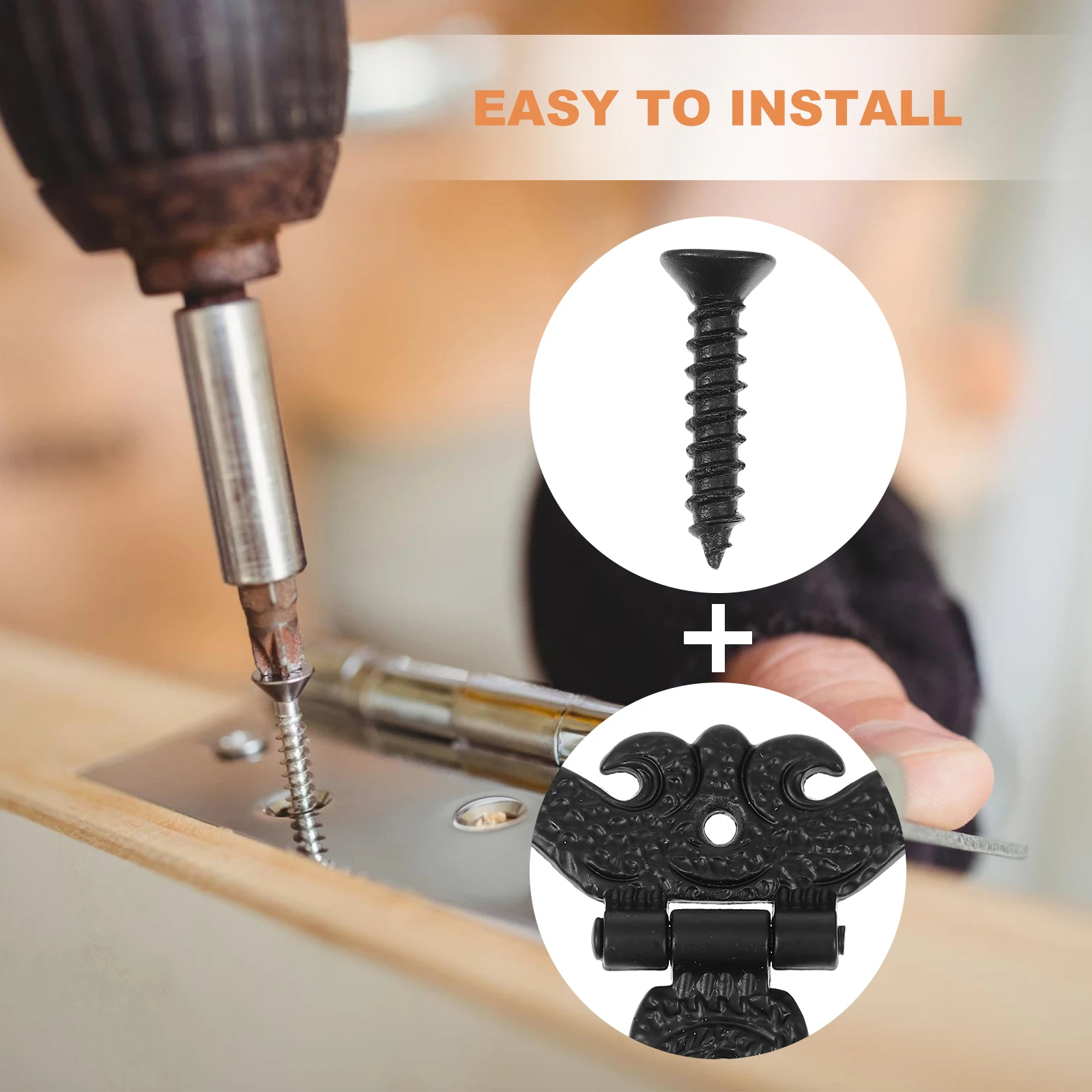 

4Pcs Wooden Box Hinge Accessories Retro European Style Sturdy Decorative Hinges for Wood Case DIY Decoration Hinge