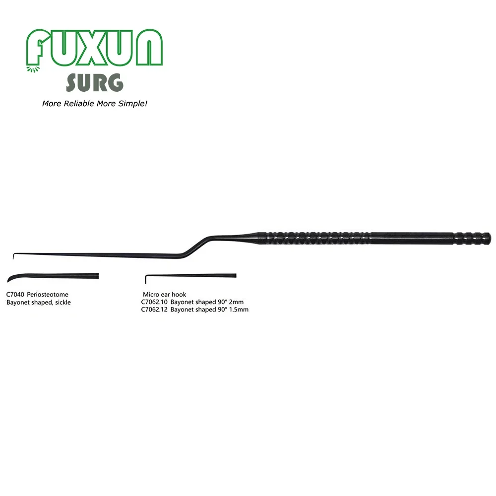 ENT Otology Operating Otoscopy  Instruments Micro Ear Periosteum Hook Elevator Curette Knife Probe with PVD Black Gold Coating