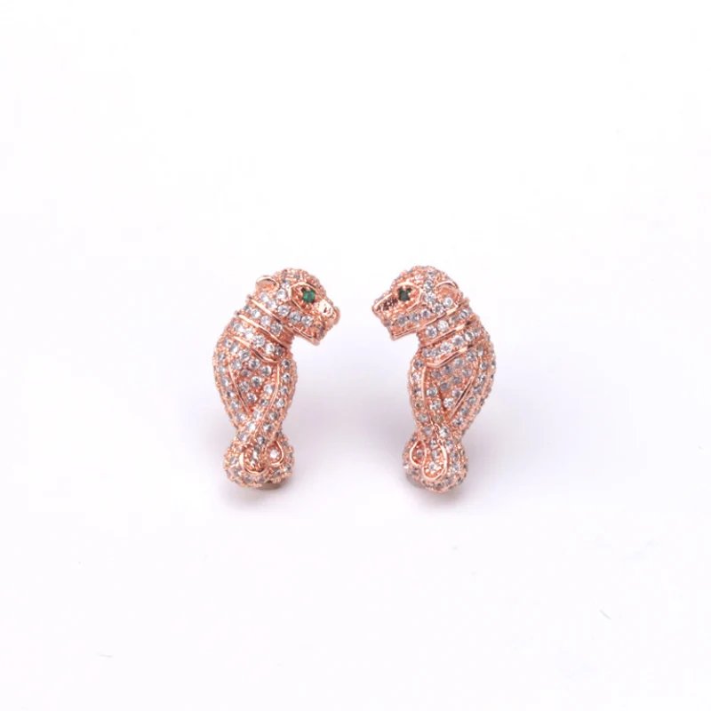 

Bobokiki Jewelry Personalized Leopard Head Titanium Steel Micro-Inlaid AAA Zircon Silver Needle Luxury Palace Earrings