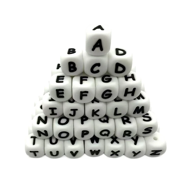 10/20/50/100pcs 12mm Silicone Letter Beads series focus beads DIY necklace plastic pen beads key chain car decoration Bag chains